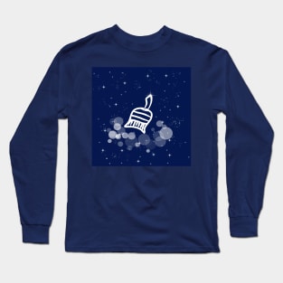 broom, cleaning, brush, tassel, illustration, night, cosmoc, space, galaxy, stars Long Sleeve T-Shirt